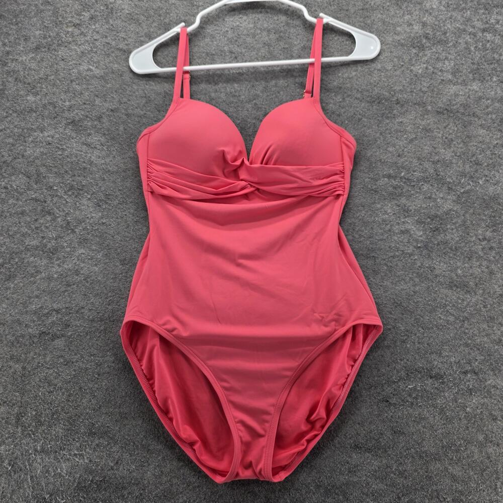 Kate Spade New York One Piece Swimsuit Womens Medium Pink Ruched Padded Straps